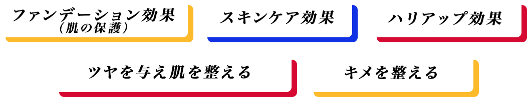 ファンデーション効果肌の保護) スキンケア効果 ハリアップ効果 ツヤを与えさっぱりとした肌に キメを整える